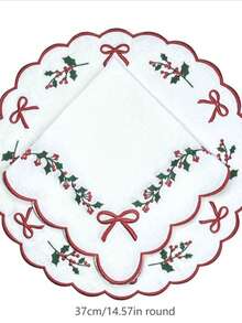 1/2/4pcs Holiday Party Decoration Napkins, Christmas Home Dinner Table Matching Creative Scene Arrangement Decorative Fabric Napkins - White - View 3