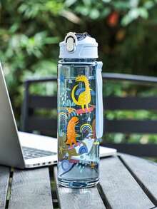 1pc Cute Cartoon Water Bottle, 800ml/27oz Sports Water Bottle, Leak-Proof, With Pop-Up Lid, Handle, Suitable For Fitness, Running, Gift For Her, Birthday Gift, Portable And Fashionable Mother's Day Gift, Do Not Use Hot Water Above 60°C - Multicolor - View 5