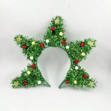 1 Stück Weihnachtsbaum-Haarreif, grüner Metall-Draht-Haarreif mit Sternen und Bommeln, Erwachsenen-Feiertagsparty-Kostüm-Haaraccessoire, Feiertags-Fotorequisite, Weihnachtsbedarf - Mehrfarbig - Übersicht 5