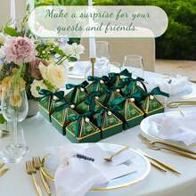 10pcs/Pack Party Gift Boxes, Paper Candy Small Gift Boxes, Green Ribbon Boxes, Birthday Wedding Return Gift Boxes, Pearl Ribbon, Suitable For Various Festivals - Green - View 3