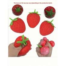 Strawberry Shaped Stress Relief Toy, Office Desk Gadget, Squeeze Toy - Multicolor - View 4