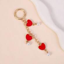 1pc Women's Ins Style Macaron Color Heart Pearl Keychain Drip Oil Heart-Shaped Chain Bag Pendant Personalized Bag Accessory Best Friend Gift - Multicolor - View 13