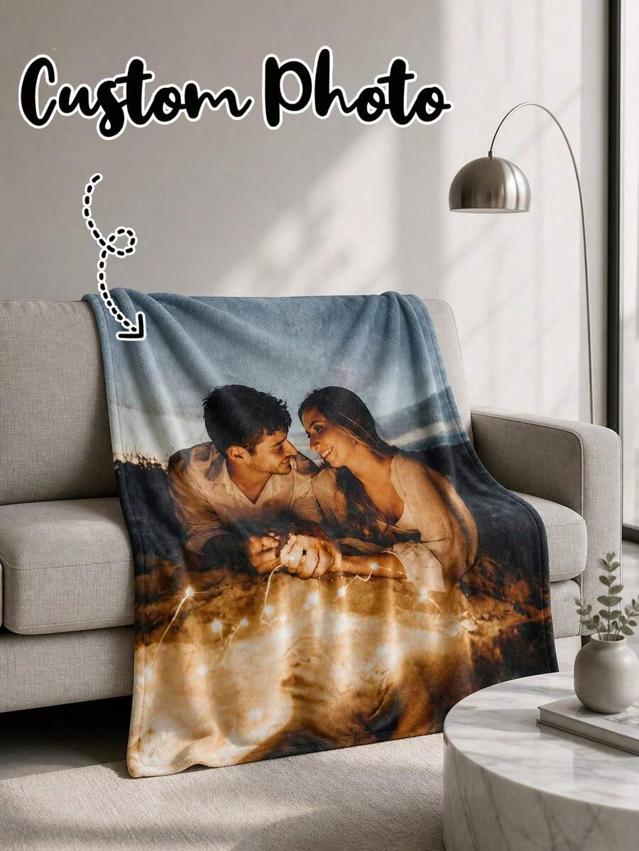 Personalized Photo Blanket, Valentine's Day Gift For Wife/Husband, Anniversary Gift For Husband, Keepsake Gift For Boyfriend Or Girlfriend, Customized Christmas And Halloween Supplies - Multicolor - View 1