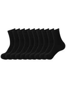 12/1 Pair Black White Grey Minimalist Solid Color Men's Mid-Calf Socks, Unisex, Autumn Winter Christmas Gift Socks - Multicolor - View 11