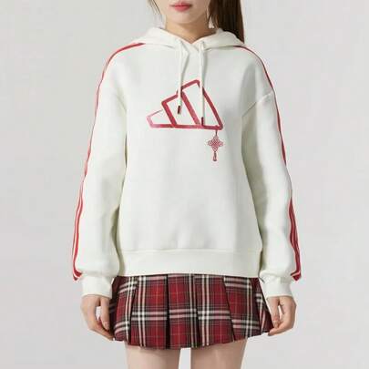 Sweatshirt Kasual Olahraga Rajut Dua Sisi Wanita Adidas
