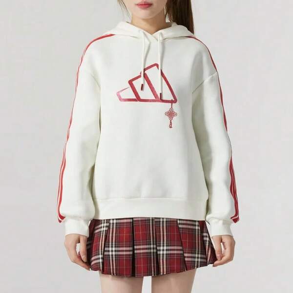 Sweatshirt Kasual Olahraga Rajut Dua Sisi Wanita Adidas