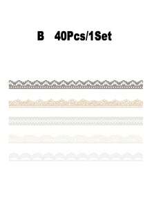 40PCS Lace Pattern Sticker, Pastel Floral Lace-Like Decoration Stickers, Lace Edged Vintage Scrapbook Paper, Self-Adhesive Vintage Scrapbooking, Journaling, Card Making, For DIY Crafts, Invitations, Scrapbook Stickers, Craft Supplies - Multicolor - View 19