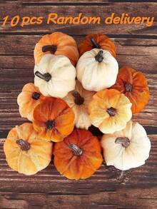 15/12/10/6/1pc Farmhouse Style Rustic Harvest Pumpkin Decor, Realistic Fabric Pumpkins, Suitable For Thanksgiving Party, Table Centerpiece And Fireplace Decoration, Halloween/Halloween Decor/Autumn Decor - Multicolor - View 17