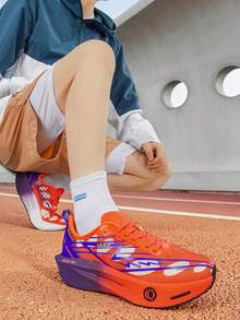 Women's Sports Shoes, Featuring Fabric Upper And EVA Sole, Suitable For All Seasons, Versatile Style, For Running, Basketball, Volleyball And Gym Workouts. - Orange-purple - View 11