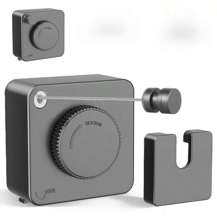Tendedero Invisible Retráctil, Montaje en Pared Sin Perforaciones, Acero Inoxidable Engrosado a Prueba de Óxido, Artefacto para Balcón, Baño, Apartamento Pequeño, Cuerda de Secado para Interiores y Exteriores del Hogar, Tendederos - Ver 1