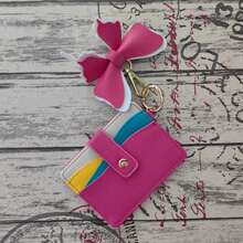 1pc Multi-Color PU Card Holder With Silicone Beaded Wrist Strap, Tassel Pendant, Snap Button Multi-Card Slots And Zipper Side Pocket, Functions As ID Card Holder And Coin Purse, Can Be Used As Wrist Keychain And Bag Charm, Portable Storage For Cards And Coins, Multiple Style Color Options To Match Daily Outfits - Multicolor - View 10