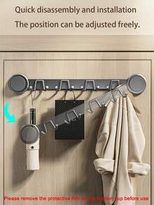 Heavy-Duty Suction Cup Wall Hook Rack - No Need For Drilling, Self-Adhesive Design, Removable Plastic/Metal Coat Rack, Suitable For Bathrooms And Behind Doors, Strong Load-Bearing Capacity, Easy Installation, Bathroom Storage - Multicolor - View 6