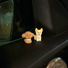 Cute Puppy Figurine Car Dashboard Ornament, Car Interior Decoration For Center Console Display Screen, Electric Vehicle Decor - A - View 3