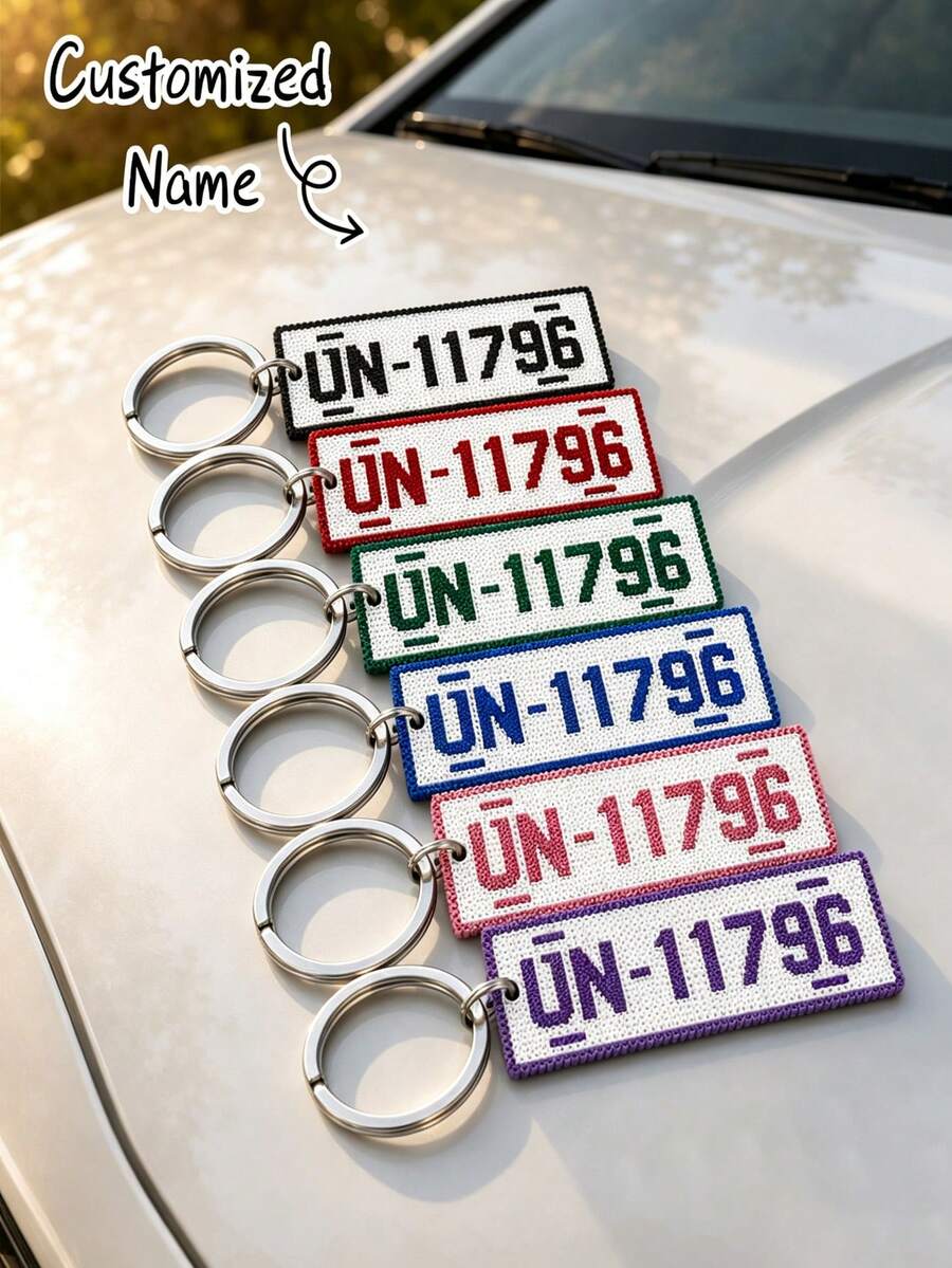 Ayotu Personalized Perler Bead Keychain - Customized License Plate Design (Letters/Numbers/Patterns) Pixel Bead Style Key Ring - Ideal Gift For Driving Enthusiasts, Birthday, Anniversary, Christmas, Valentine's Day, Elegant Car Key And Bag Charm, Anniversary Gift - Multicolor - View 1