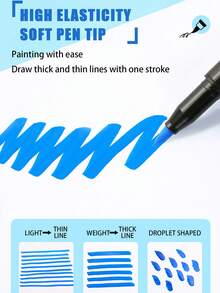 24pcs/36pcs Colorful Soft Tip Acrylic Marker Set, Large Capacity DIY Planner Brush Pens, Coloring Painting Pens, Large Capacity Graffiti Pens, Suitable For Office, Study, Painting, Marking, Stone Blocks, Back To School Season, Random Colors, Random Packaging - Random Color - View 5