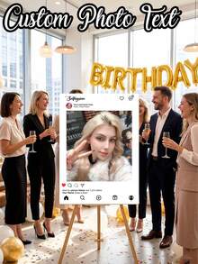 1pc Customized Birthday Party Poster, Birthday Party Welcome Sign, Birthday Party Welcome Photo Board, Birthday Photo Frame, Suitable For Birthday Party, Anniversary Celebration, Christmas Party, Halloween Party And Banquet Welcome Decoration Board - Multicolor - View 4