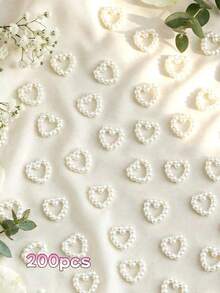 500pcs Heart-Shaped Pearl Table Scatter Decor, Plastic Faux Pearl Wedding Table Decoration, DIY Nail Art Decor, Suitable For Wedding Party Cake, Size: 0.47 Inch - Multicolor - View 7
