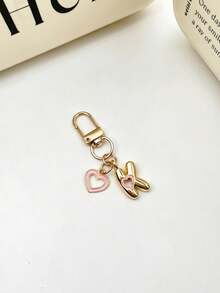 1pc 26 Letters Oil Drop Hollow Heart Pendant Initial Keychain, Bag Charm Pendant, Copper Material, Perfect Gift For Couples And Friends - Random Color - View 13