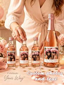 1-12pcs Customized Wine Bottle Labels, Personalized DIY Wine Bottle Stickers, Can Design Birthday Person's Name And Birth Date, Stick On Wine Or Champagne Bottles, Create Eye-Catching Visual Focus, Instantly Enhance Party Photo Atmosphere - Multicolor - View 4