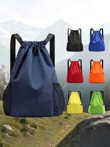 1pc Waterproof Drawstring Backpack, Dry-Wet Separation Design, Large Capacity Travel Bag, With Mesh Side Pockets, Large Fitness Bag, Adjustable Shoulder Straps, Unisex, Suitable For Outdoor Sports, Fitness Training And Daily Use, Essential For Travel And Hiking - Multicolor - View 1