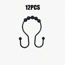 12pcs/Set Bathroom Double Roller Hooks - Rust-Proof, Smooth Sliding Double Rings, Suitable For Shower Curtains And Liners, Shower Curtain Set, Shower Curtain, Bathroom Accessories, Shower Curtain Hooks, Bathroom Decor - Multicolor - View 10