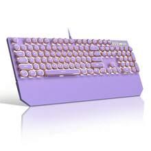MageGee - STORM Punk Wired Mechanical Keyboard, 104 Tombol, Saklar Biru, Tutup Tombol Bulat Retro dengan Sandaran Pergelangan Tangan Magnetik, Anti-Ghosting, Lampu Latar Warna Solid/Pelangi yang Dapat Diatur, Tersedia Berbagai Warna, Cocok untuk PC/Laptop/Rumah/Gaming/Hadiah - View 19