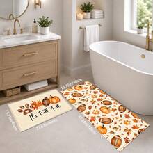 1pc, Autumn Theme Pattern Printed Faux Cashmere Kitchen Mat, Absorbent Kitchen Floor Mat, Kitchen Rug, Long Runner Mat, Sink Front Mat, Suitable For Kitchen, Bathroom, Entryway, Hallway, Laundry Room And Home Decor - Multicolor - View 13
