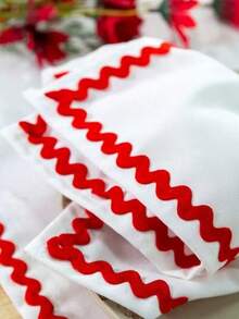 1pc/2pcs/4pcs Minimalist Colorful S-Shaped Lace Square Napkin, Handkerchief, Decorative Cover Cloth For Daily Use And Party - White - View 4