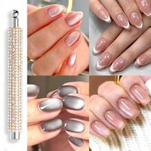 Cat-Eye Magnetic Nail Art Tool Set Featuring A Powerful Magnet For Cat-Eye Gel Polish, A Dual-Ended V-Shaped Magnetic Plate, And A Rhinestone-Style Magnetic Wand; Suitable For Both Nail Salons And DIY Home Use. - Multicolor - View 6