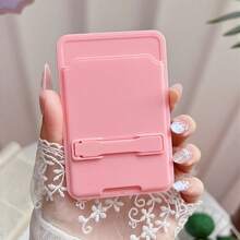 Solid Color Adhesive Phone Card Holder With Built‑In Kickstand, 2 In 1 Self‑Adhesive Back Card Pocket & Foldable Phone Stand, Slim Stick‑On Card Wallet For Credit Card ID Card, Universal Portable Phone Accessory For All Smartphones, Multi Pastel Color Options - Multicolor - View 18