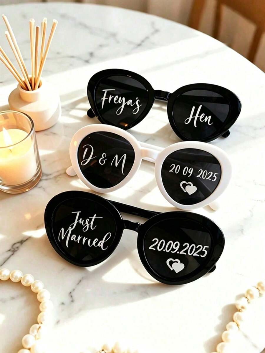 1-30pcs Personalized Glasses Name Stickers, Suitable For Weddings, Bachelorette Parties And Name Label Decals, Custom Vinyl Material, Can Print Name And Number/Initial, 2D Handmade Plastic Labels, Suitable For Party Favors, Table Numbers, Rehearsal Events - Multicolor - View 1