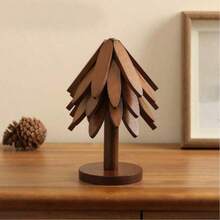 1 Set Walnut Wood Tree-Shaped Heat-Insulating Mat Set - Natural Tree-Shaped Heat-Insulating Mat Combination - 5 Wooden Heat-Insulating Mats With 1 Storage Rack, Foldable Kitchen Wooden Heat-Insulating Mat, Suitable For Hot Dishes, Pots, Bowls, Teapots, Etc., With Heat Insulation And Anti-Scalding Functions, Ideal Choice For Pot Mats, Coasters, Clay Pot Mats. Tree-Shaped Design, Home Heat-Resistant Table Mat, High-Quality Coaster, Modern Minimalist Table Mat, Also Suitable As Christmas Gift. - View 14