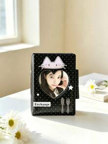 1pc Heart-Shaped Ins Style Bow Cat 1-Pocket Card Album With Snap Button, 3-Inch Photo Album, Idol Photocard Storage Book, Sticker Storage, Nail Art Sticker Storage, Multi-Purpose - 32 Images - View 12