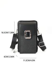 New Vintage PU Woven Texture Crossbody Bag, Multi-Functional Large Capacity Double Zipper Phone Wallet, Fashionable Minimalist Yet Exquisite And Soft, Suitable For Casual, Vacation, Dating - Multicolor - View 5