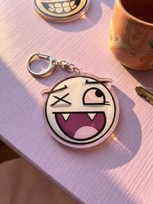 1Pc/6Pcs Bendy And The Ink Machine Cartoon Acrylic Keychain Set, Funny Round Expression Pendant For Backpack, School Bag & Car Keys. - Multicolor - View 11