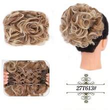 Moño de novia sintético grande y desordenado con rizos, chignon con peine y clips, funda para coleta, extensión de coleta de cabello sintético natural falso - Multicolor - Ver 8