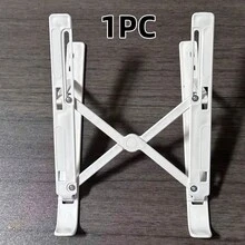 1pc Silver Laptop Stand, Foldable Height Adjustable Laptop Holder For Desktop, Portable For Travel, Universal Desktop Laptop Stand, Relieves Neck Pressure, Hollow Ventilation, No Obstruction To Bottom Heat Dissipation, Handheld Storage, Minimalist Design, Thickened Bracket, Universal Portable Storage Adjustable Tablet Stand, Suitable For All Laptops (Approx. 25.3cm) - Multicolor - View 13