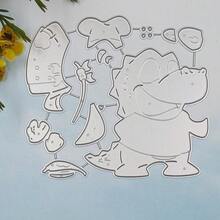 1pc Q Crocodile Chef Metal Cutting Die, DIY Scrapbooking Embossing Mold, Greeting Card Making Template, Suitable For Photo Album Card Making, Handmade Card Tool - Crocodile - View 6