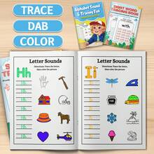 2 Packs Alphabet Tracing & Sight Word Writing Practice, A-Z Letter Sounds, Uppercase & Lowercase Handwriting, Phonics Learning & High-Frequency Word Tracing Activities, Early Reading, Kindergarten & Back To School Supplies - Learning Focus - View 3