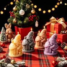 3D Christmas Elf House Silicone Candle Soap Mold, DIY Aromatherapy Candle, Handmade Soap, Resin, Plaster Mold For Christmas Home Decor Crafting - Mushroom House Faceless Gnome Silicone Mold - View 3