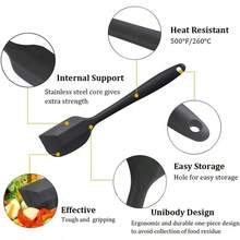 6pcs Silicone Kitchen Cooking & Baking Tools Set, Nordic Color, Large Scraper/Small Scraper/Large Spatula/Oil Brush/Long Scraper, Macaron Color, Cake & Cream Use, Heat Resistant Kitchen Tools - Multicolor - View 6