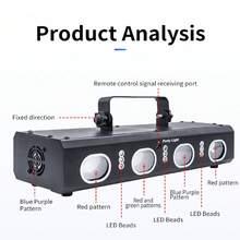 派對燈 DJ 迪斯可燈 4 光束 9 LED 3D 圖案效果 多模式 DMX 音訊聲控 閃光燈 適用於舞台燈光投影、居家派對、卡拉OK、酒吧、生日、節日、夜店、KTV、舞廳裝飾 - 澳規插(220-240V) - 查看 9
