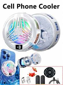手機散熱器 RGB LED 數位顯示手機冷卻風扇，快速散熱、靜音運行、可調節冷卻，便攜式智慧型手機冷卻器，適用遊戲、直播與日常使用 - 高級白 - 查看 4