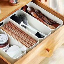10pcs Stackable Plastic Storage Boxes With Handles, Suitable For Office, Home, Closet, 5pcs/2pcs Multi-Functional Storage Baskets, Durable Containers, Suitable For Socks, Underwear, Stationery, Cosmetics, Space-Saving Drawer-Style Storage Boxes - White - View 2