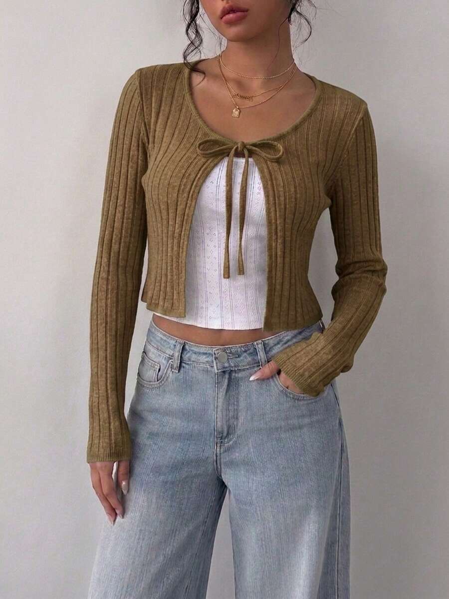 Women Cardigans - Olive Green - View 1