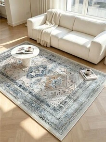 1pc Light Blue Bohemian Living Room Rug, Suitable For Kitchen, Dining Room, Bedroom, Room Holiday Decor, Indoor/Outdoor, Office, Lobby, Non-Slip Doormat, Bathroom Rug, Hallway, Study Gaming Area Rug - Dusty Blue - View 7