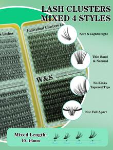 Waloshow Single Cluster False Eyelashes, Thick And Natural, Creating Voluminous And Curly Makeup Effect, Ultra Soft And Lightweight, Reusable, Segmented Single Cluster Eyelashes, 30D+40D+50D+60D+80D+100D Lash Extension Set, Cluster False Eyelashes, Single Cluster False Eyelashes - DD - View 4