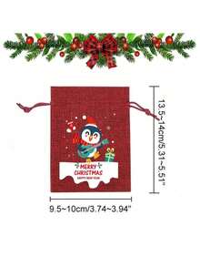 8/1pc Christmas Drawstring Gift Bag, Christmas Packaging Bag, Holiday Party Decoration Gift Bag, Cartoon Candy Drawstring Bag, Halloween, Christmas - Multicolor - View 9