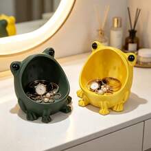 1/2pcs Frog Shaped Storage Tray Cosmetic Organizer Box 3D Printed Decorative Makeup Tool Holder Bowl Vanity Tabletop Decor Holiday Gift Aesthetic Room Decoration Unique Fun Frog Figurine Jewelry Storage Box - View 8