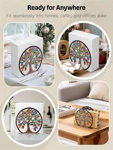 1pc Metal Napkin Holder For Table Standing Napkin Dispenser|Luncheon & Guest Napkins, Tree Of Life Napkin Stand For Cocktail, Upright Paper Napkin Holder For Kitchen Dining Table Coffee Bar - Multicolor - View 3